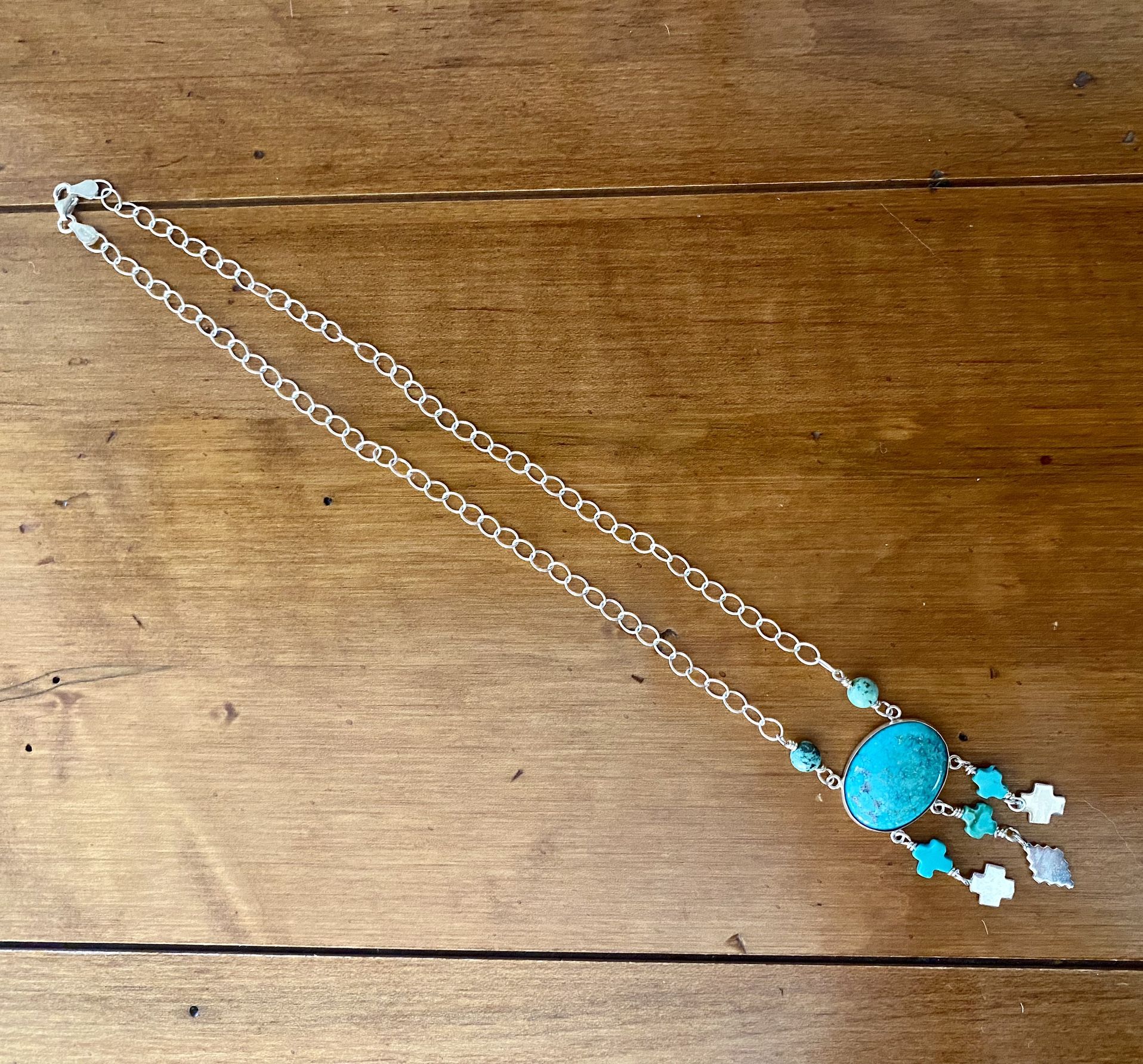 Southwestern Style Sterling Silver and Turquoise Necklace