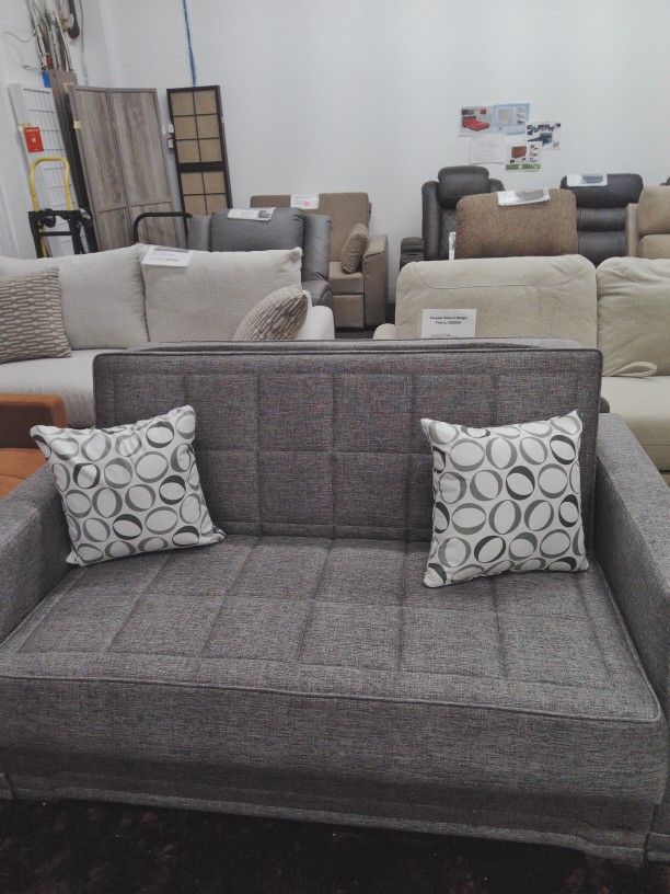 Loveseat Sofa Bed in Diego Gray Fabric