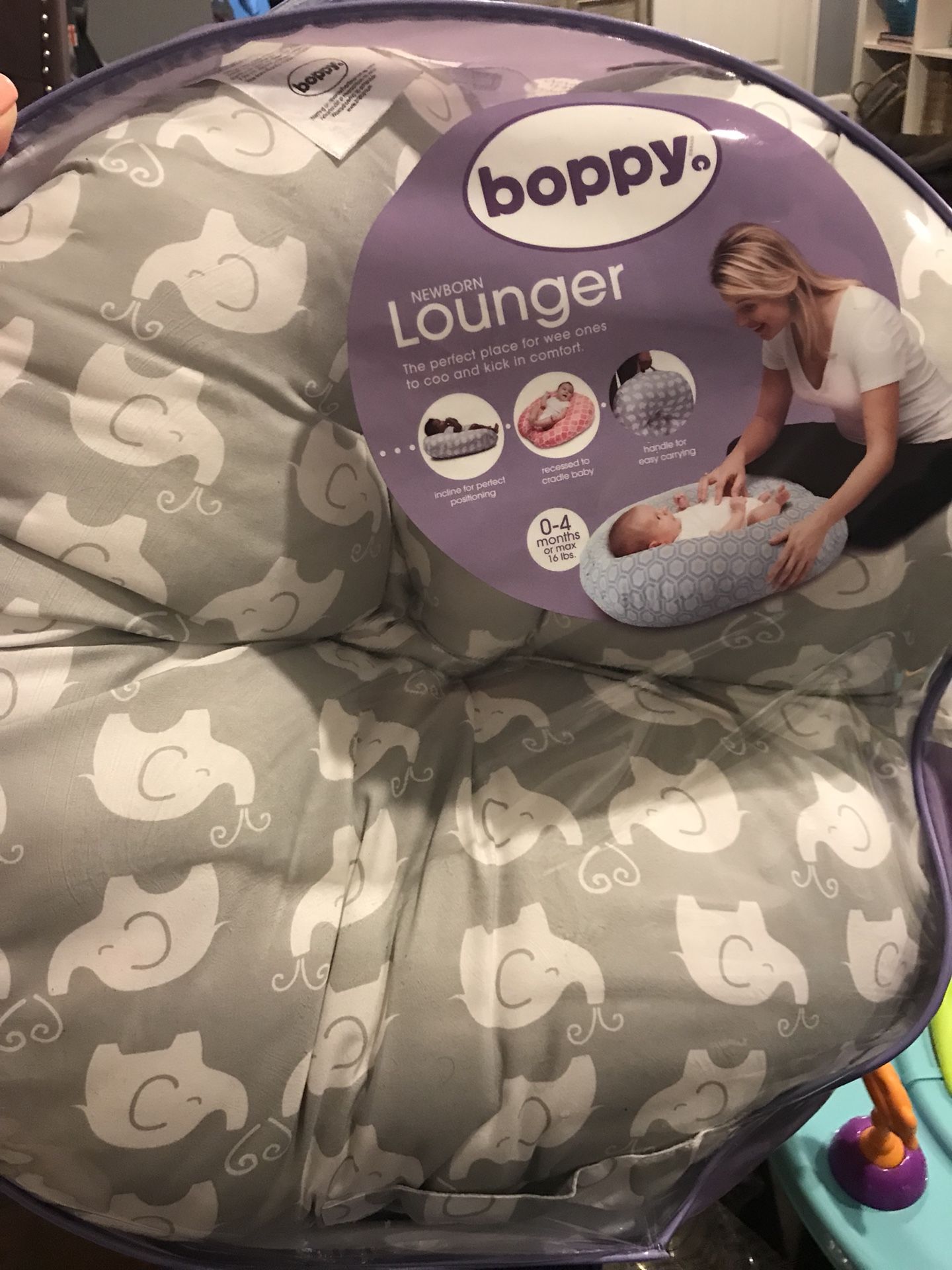 Boppy Lounger-Gray Elephant