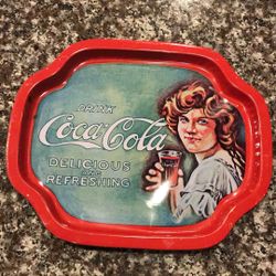 Coca Cola Delicious And Refreshing Serving Tray Small Tin Vintage Drink Sing 