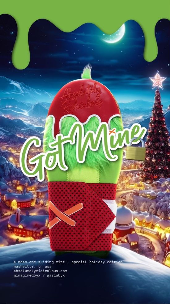 Brand New Aria Grinch Christmas Sliding Mitt