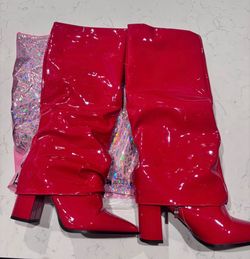 Women’s Red Heel Boots (Size 9)