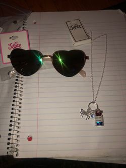 Justice sunglasses and unicorn necklace $15