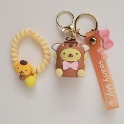 Sanrio Pompompurin Keychain & bracelet