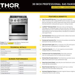 30 Inch Professional Gas Range HRG3080U