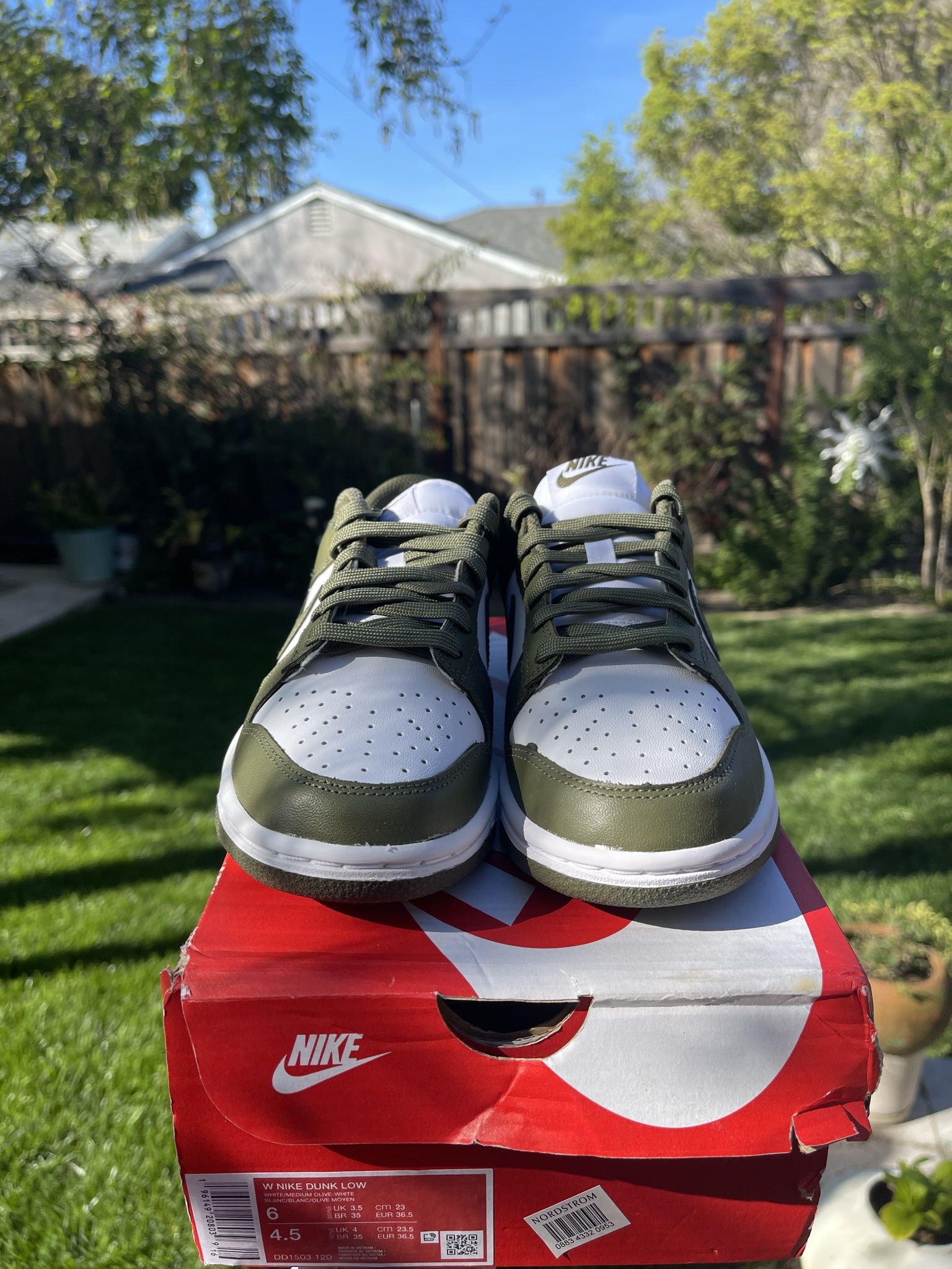 Nike Dunk Low Shoes Medium Olive White DD1503 120 Women's Size