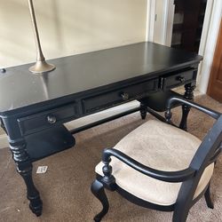 Black Wood Desk and Chair 