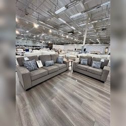 Brown colour Comfort cushioned fabric 2 Pieces living room sofa set