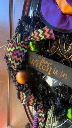 Halloween Witch Wreath Door Decoration