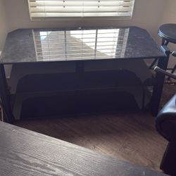 3 TIER GLASS SHELVED TV STAND