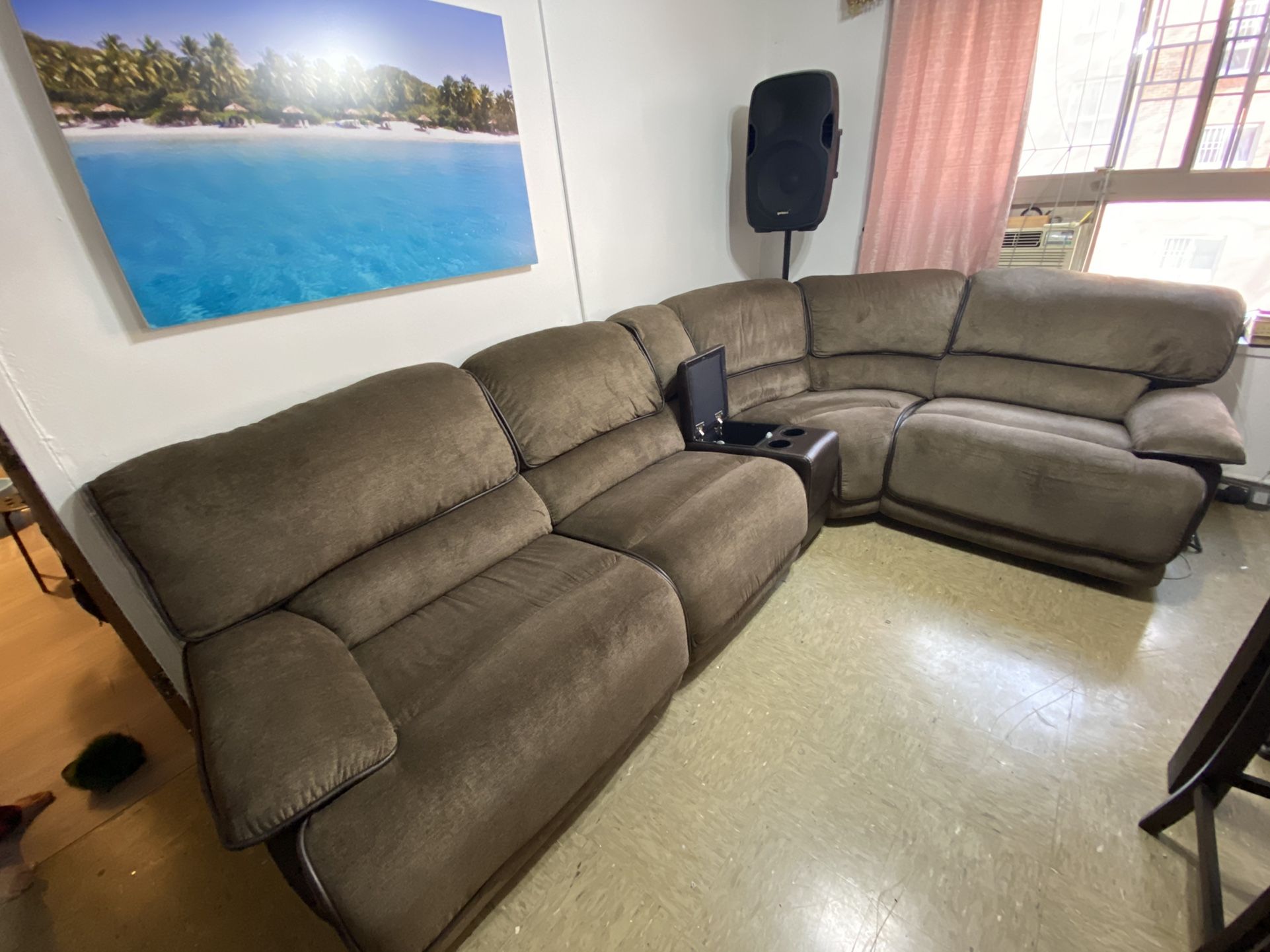 (BLACK FRIDAY SALE) 6 Piece Power Reclining Sectional With Armless Recliner