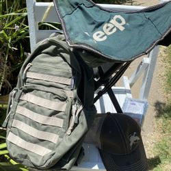 Camping GEAR 4 Item Chair+Bag Pack+Hat+Blan