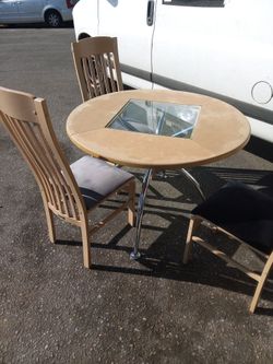 !! Glasstop Table And 3 Chairs Firm Price