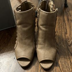Brown Open Toe Booties 
