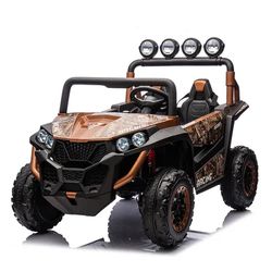 24V 2-Seater Kids Ride-On UTV, 4WD Electric Car with Parent Remote Control, 4x200W Motor, LED Headlights & Searchlights, Bluetooth Music, Spring Suspe