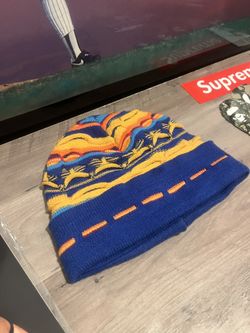 Vintage Y2K Coogi Style 3D Multi-Knit Beanie Skull Cap Yellow RARE NOS Hat 90’s
