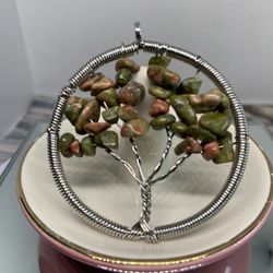 Tree Of Life Chip Semiprecious Beads Wire Wrap Pendant 