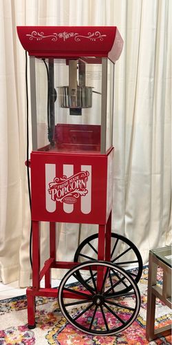 Nostalgia Hot & Fresh Vintage Popcorn Machine Cart – Movie Theater Style – Excellent Condition
