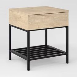 Set of 2 End Table with Charging Station Vintage Oak