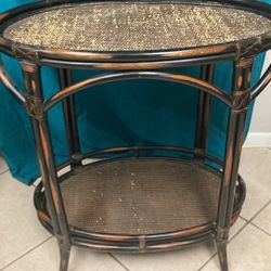 Vintage Pier 1 Rattan Side Table 