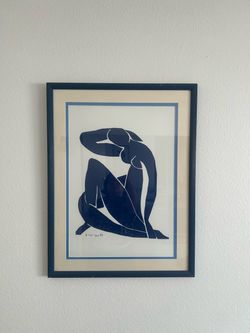 Matisse 'Blue Nude II' print in a vintage blue frame 19”x25”