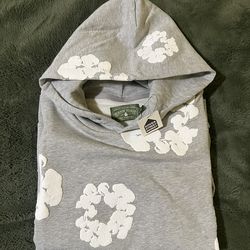 Gray Demin Tear Hoodie