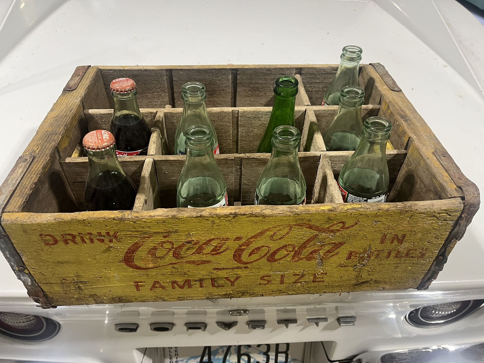 Original Coca Cola Wood Carry Box With Some Bottles