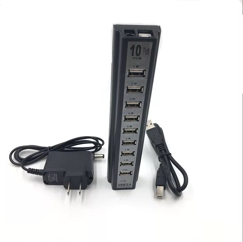 10 Ports USB 2.0 Hubs with AC Power Computer Peripherals Supply Adapter For Portablefor PC Laptop Notebook