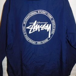 Stussy Blue International Back Print Parka Jacket Mens XL 