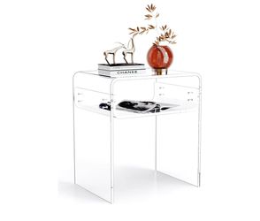 Clear Acrylic Bedside nightstand 2-Tier End Table