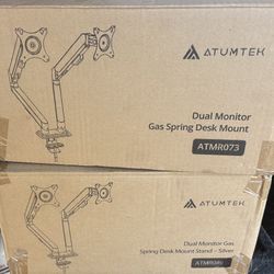 ATUMTEK Monitor Mount - Dual Monitor Arm for 13"-27" Inch or 17.6 Lbs Each Arm, Swivel VESA 75x75mm or 100x100mm, Heavy Duty Fully Adjustable Dual Mon