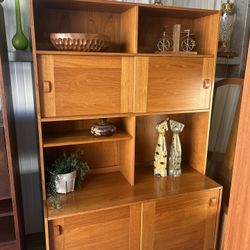Mid Century Modern Teak DOMINO MOBLER Wall Unit Bookshelf