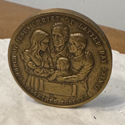 Vintage Washington Temple Paperweight Church Latter Day Saints Bronze Coin/Medal