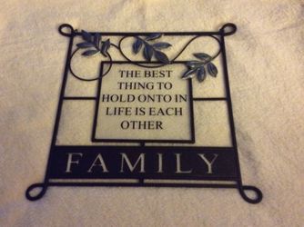 Wall art metal and glass 12” x 12” Family