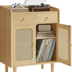 HOME BOHOVEN Collection - Buffet Cabinet, Sideboard Storage Cabinets with Rattan-Like Doors and Drawers, Adjustable Shelf, Boho Style, for