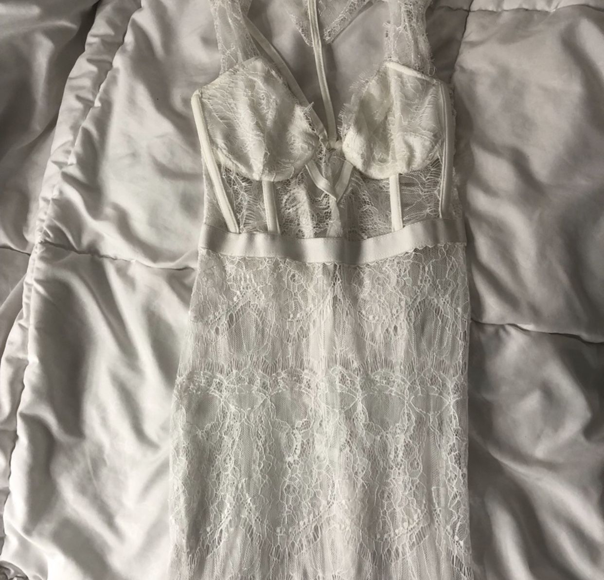 “Fashion Nova” White Laced Dress