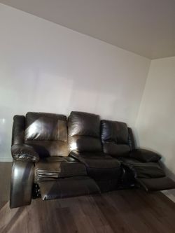 Dark brown leather couches $250
