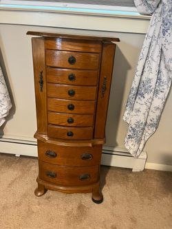 Vintage Jewelry Armoire with Mirror | Excellent Condition
