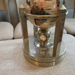 Brass World Globe/Clock For Desk