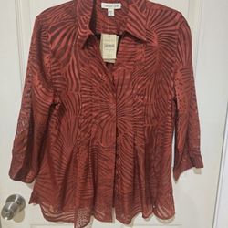 Sale!New Coldwater Creek blouse size L rust color ( reseda ca)