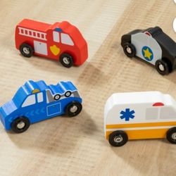 Melissa & Doug 4 Wooden Rescue Vehicles For Boys and For Girls 3+ 