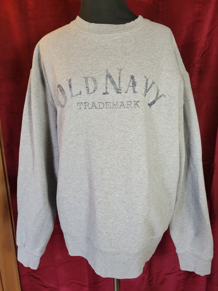 Vintage Old Navy Crew Neck Classic Pullover Sweatshirt Size Medium Gray