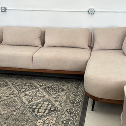 90" Sectional Sofa, Mid-Century Modern L Shaped Couches, Plush Fabric Upholstered, Convertable Bed