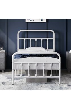Yaheetech Victorian Style White Twin Bed Frame. New/no Missing Pieces. No Box Spring Needed. Russell/Boulder Area.
