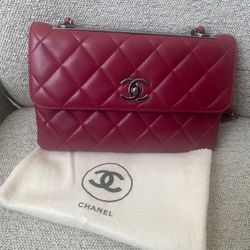 Chanel Trendy CC Flap Bag Quilted Lambskin Medium - Red with Silver Hardware