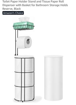 Black Toilet Paper Holder Stand with Basket