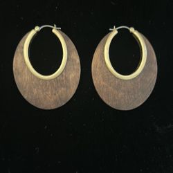Gold And Wood Earrings 