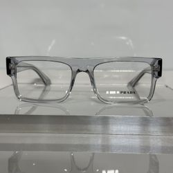 Prada VprA01 17P-1O1 Transparent Gray Bold Acetate Eyeglasses 