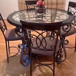 round circle glass dining table set with 4 chairs