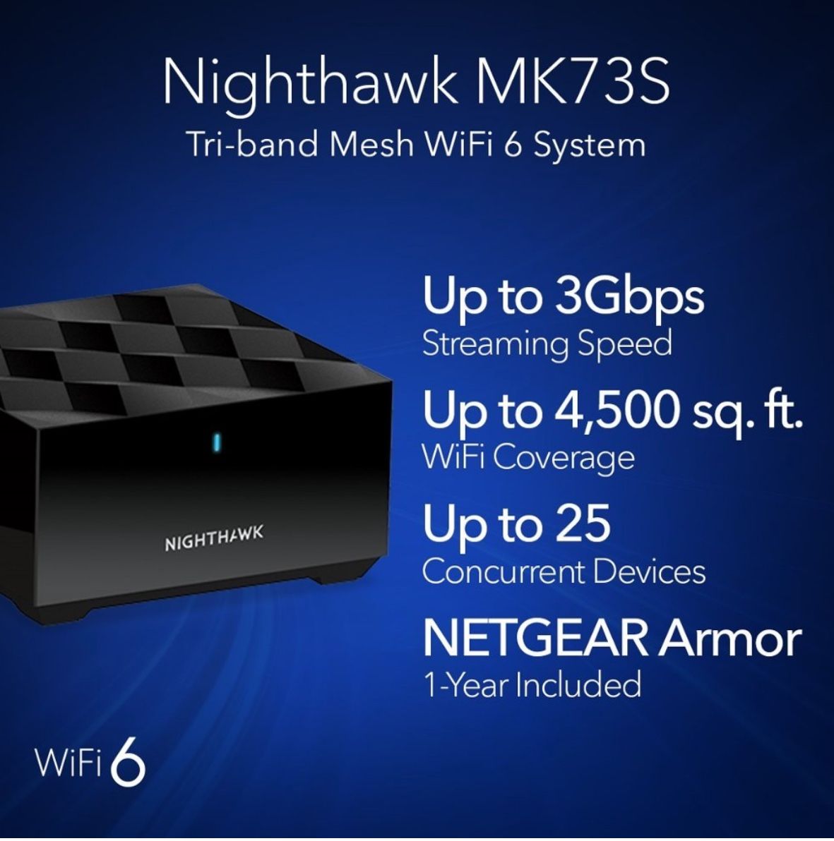 NETGEAR Nighthawk Dual-Band WiFi 6 AX1500 Mesh System 1.5 Gbps Router + 2 Satellites 